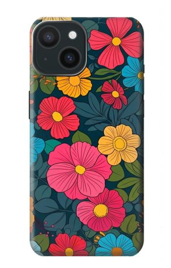 S4105 Vibrant Colorful Floral Pattern Case For iPhone 15