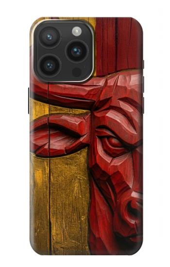 S4098 Span Bull Carved Artwork Case For iPhone 15 Pro Max