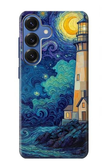 S4092 Moonlit Lighthouse Coastal Painting Case For Samsung Galaxy S25