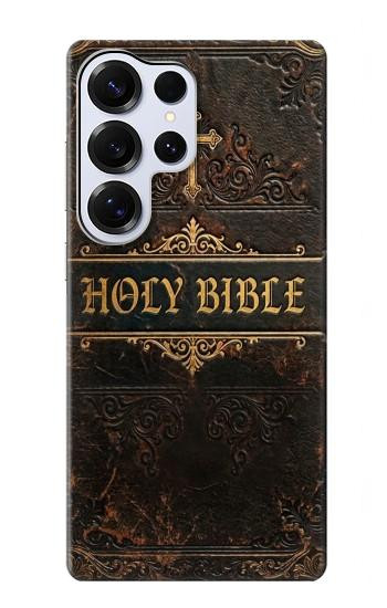 S4109 Vintage Antique Bible Book Cover Art Case For Samsung Galaxy S25 Ultra