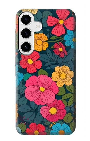 S4105 Vibrant Colorful Floral Pattern Case For Samsung Galaxy S24 Plus