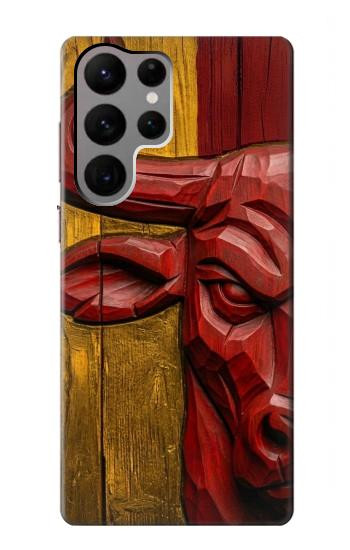 S4098 Span Bull Carved Artwork Case For Samsung Galaxy S23 Ultra