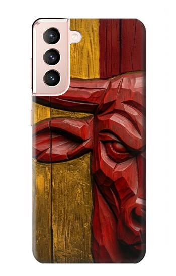 S4098 Span Bull Carved Artwork Case For Samsung Galaxy S21 5G