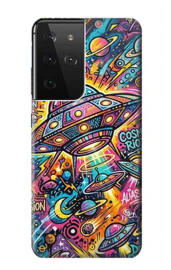 S4085 Cosmic Spaceship Psychedelic Art Case For Samsung Galaxy S21 Ultra 5G