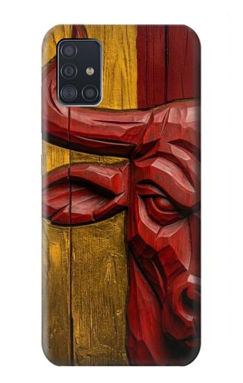 S4098 Span Bull Carved Artwork Case For Samsung Galaxy A51