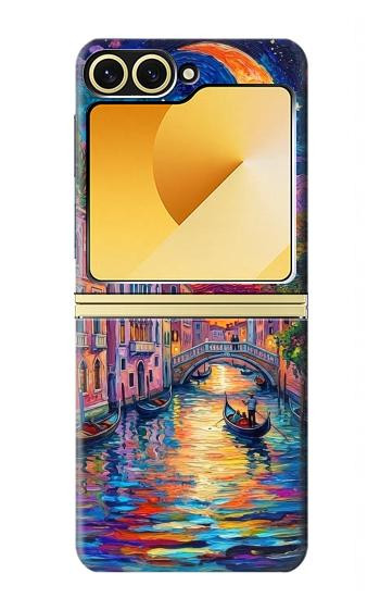 S4083 Colorful Painting Moonlit Venice City Case For Samsung Galaxy Z Flip 6, Flip 7 FE