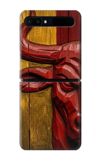 S4098 Span Bull Carved Artwork Case For Samsung Galaxy Z Flip 5G