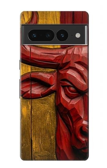 S4098 Span Bull Carved Artwork Case For Google Pixel 7 Pro