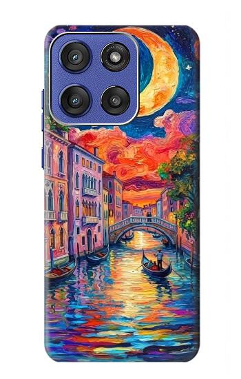S4083 Colorful Painting Moonlit Venice City Case For Motorola Moto G Stylus 5G (2025,2026), Edge 60 Stylus