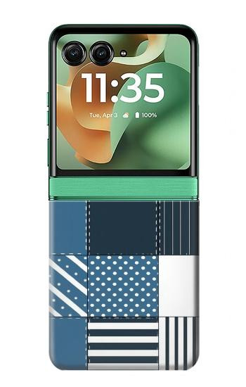 S4082 Modern Geometric Patchwork Pattern Case For Motorola Razr 70+,60+, Razr+ (2026, 2025, 2024)