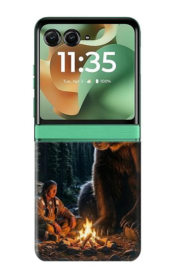 S4095 Majestic Bear Indian Wilderness Art Case For Motorola Razr 70+,60+, Razr+ (2026, 2025, 2024)