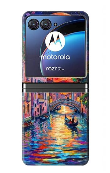 S4083 Colorful Painting Moonlit Venice City Case For Motorola Razr 40 Ultra