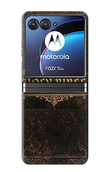 S4109 Vintage Antique Bible Book Cover Art Case For Motorola Razr 40 Ultra