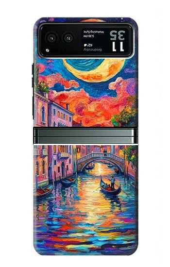 S4083 Colorful Painting Moonlit Venice City Case For Motorola Razr 40