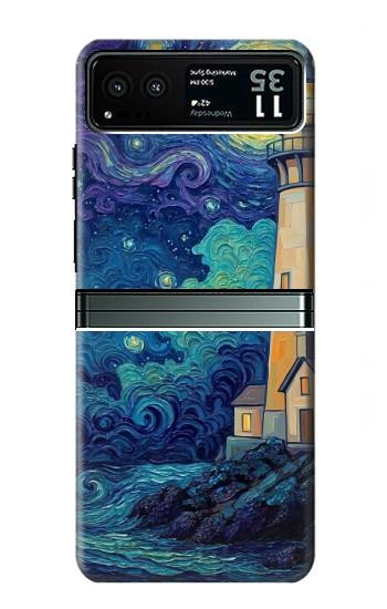 S4092 Moonlit Lighthouse Coastal Painting Case For Motorola Razr 40