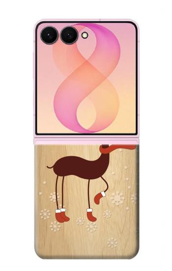 S3081 Wooden Raindeer Graphic Printed Case For Samsung Galaxy Z Flip 8