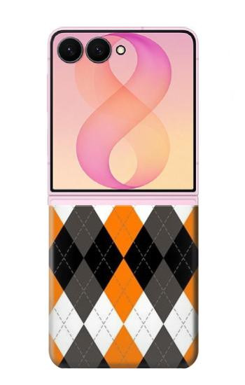 S3421 Black Orange White Argyle Plaid Case For Samsung Galaxy Z Flip 8