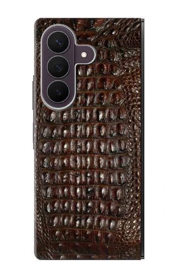 S2850 Brown Skin Alligator Graphic Printed Case For Samsung Galaxy Z Fold 8 Ultra