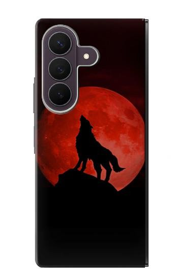 S2955 Wolf Howling Red Moon Case For Samsung Galaxy Z Fold 8 Ultra