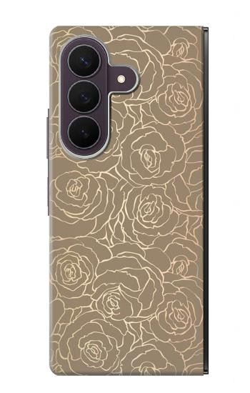 S3466 Gold Rose Pattern Case For Samsung Galaxy Z Fold 8 Ultra