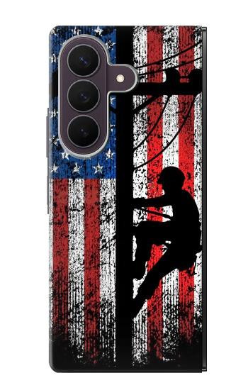 S3803 Electrician Lineman American Flag Case For Samsung Galaxy Z Fold 8 Ultra