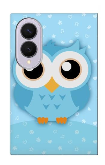 S3029 Cute Blue Owl Case For Samsung Galaxy Z Fold 8