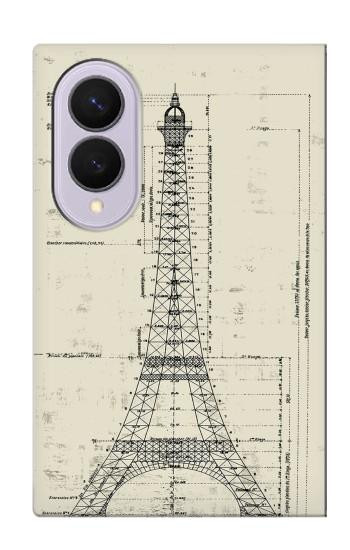 S3474 Eiffel Architectural Drawing Case For Samsung Galaxy Z Fold 8
