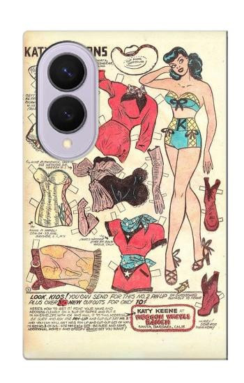 S3820 Vintage Cowgirl Fashion Paper Doll Case For Samsung Galaxy Z Fold 8