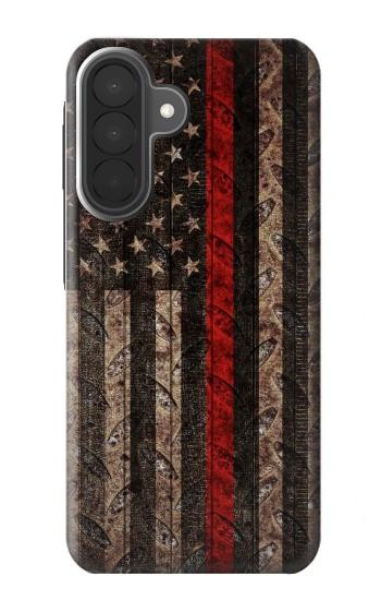 S3804 Fire Fighter Metal Red Line Flag Graphic Case For Samsung Galaxy A27