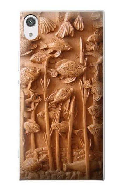 S1307 Fish Wood Carving Graphic Printed Case For Sony Xperia XA1