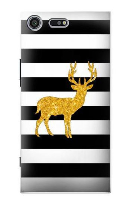 S2794 Black and White Striped Deer Gold Sparkles Case For Sony Xperia XZ Premium