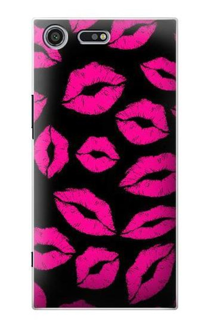 S2933 Pink Lips Kisses on Black Case For Sony Xperia XZ Premium