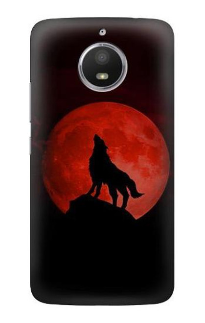 S2955 Wolf Howling Red Moon Case For Motorola Moto E4 Plus