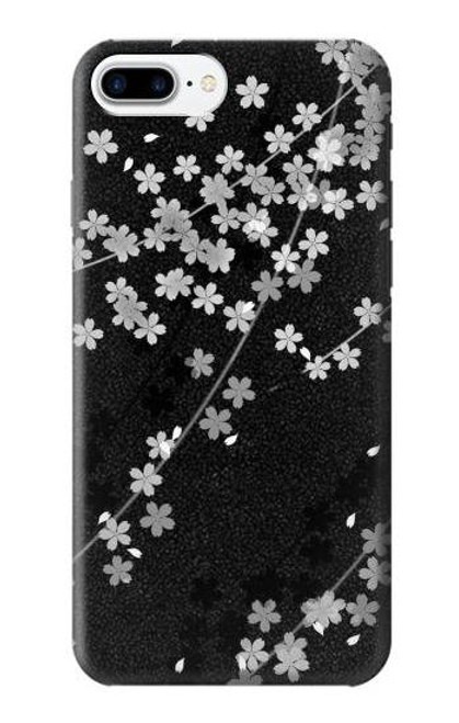 S2544 Japanese Kimono Style Black Flower Pattern Case For iPhone 7 Plus, iPhone 8 Plus