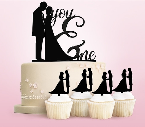 TC0004 You and Me Marry Party Wedding Birthday Acrylic Cake Topper Cupcake Toppers Decor Set 11 pcs