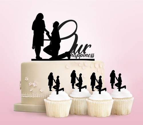 TC0078 Our Happiness Propose Party Wedding Birthday Acrylic Cake Topper Cupcake Toppers Decor Set 11 pcs