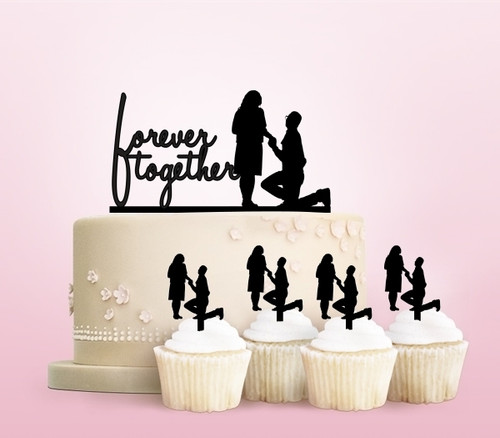 TC0082 Forever Together Romantic Propose Party Wedding Birthday Acrylic Cake Topper Cupcake Toppers Decor Set 11 pcs