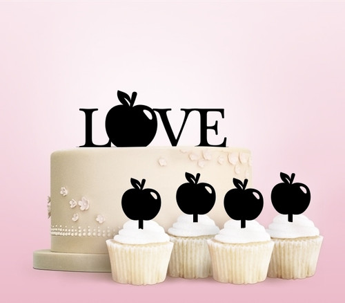 TC0120 Love Apple Party Wedding Birthday Acrylic Cake Topper Cupcake Toppers Decor Set 11 pcs