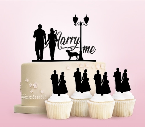 TC0126 Marry Me Party Wedding Birthday Acrylic Cake Topper Cupcake Toppers Decor Set 11 pcs