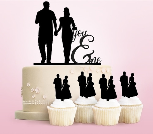 TC0137 You and Me Party Wedding Birthday Acrylic Cake Topper Cupcake Toppers Decor Set 11 pcs