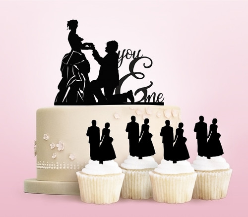 TC0147 You and Me Propose Marry Party Wedding Birthday Acrylic Cake Topper Cupcake Toppers Decor Set 11 pcs