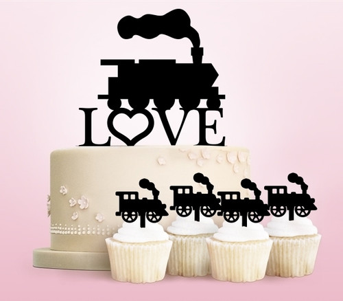 TC0181 Love Train Party Wedding Birthday Acrylic Cake Topper Cupcake Toppers Decor Set 11 pcs