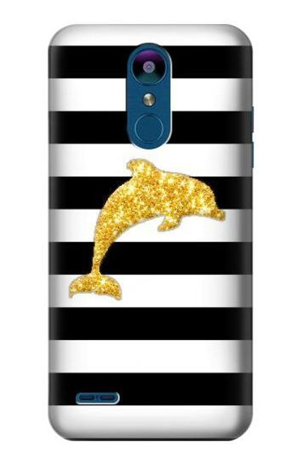 S2882 Black and White Striped Gold Dolphin Case For LG K8 (2018)