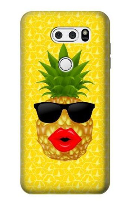 S2443 Funny Pineapple Sunglasses Kiss Case For LG V30, LG V30 Plus, LG V30S ThinQ, LG V35, LG V35 ThinQ