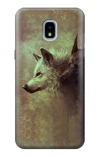 S0931 White Black Wolf Case For Samsung Galaxy J3 (2018), J3 Star, J3 V 3rd Gen, J3 Orbit, J3 Achieve, Express Prime 3, Amp Prime 3