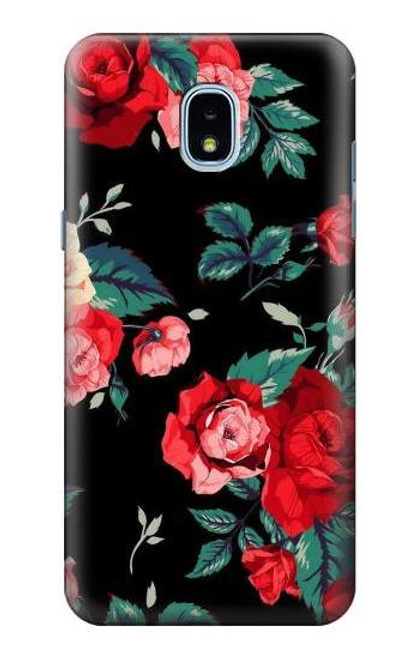 S3112 Rose Floral Pattern Black Case For Samsung Galaxy J3 (2018), J3 Star, J3 V 3rd Gen, J3 Orbit, J3 Achieve, Express Prime 3, Amp Prime 3