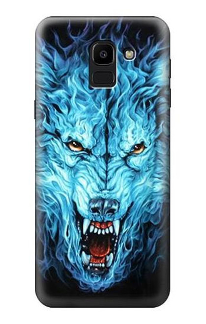 S0752 Blue Fire Grim Wolf Case For Samsung Galaxy J6 (2018)
