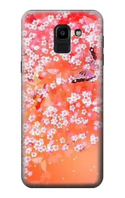 S2543 Japanese Kimono Style Flower Pattern Case For Samsung Galaxy J6 (2018)
