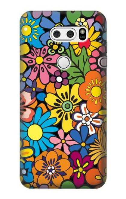 S3281 Colorful Hippie Flowers Pattern Case For LG V30, LG V30 Plus, LG V30S ThinQ, LG V35, LG V35 ThinQ