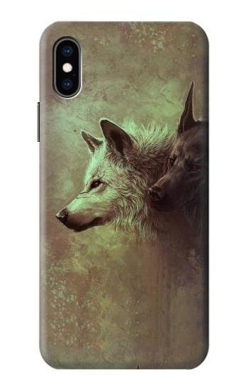 S0931 White Black Wolf Case For iPhone X, iPhone XS